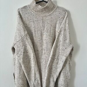 Grey/Beige Mock Neck Speckled Sweater